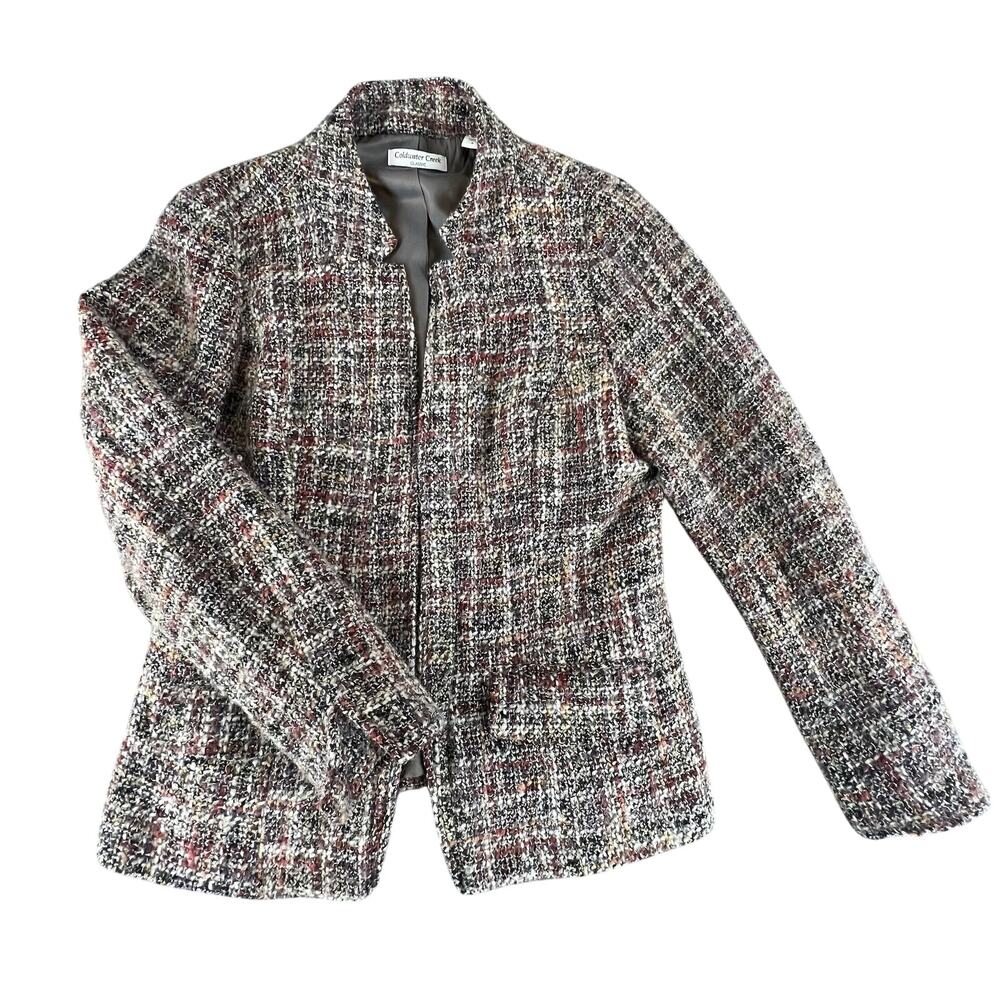 Coldwater Creek Tweed Blazer Womens 8 Vintage Wool Blend Neutral Classic Jacket